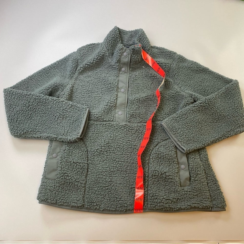 32 Degrees Fleece pullover sweater half snap Sage green soft cozy warm fall